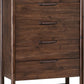Sol Five Drawer Acacia Wood Chest in Brown Spice