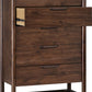 Sol Five Drawer Acacia Wood Chest in Brown Spice