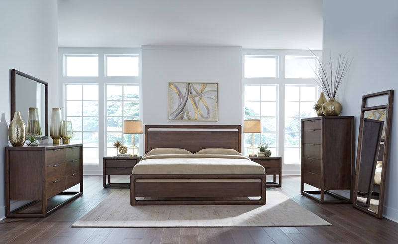 Sol Five Drawer Acacia Wood Chest in Brown Spice