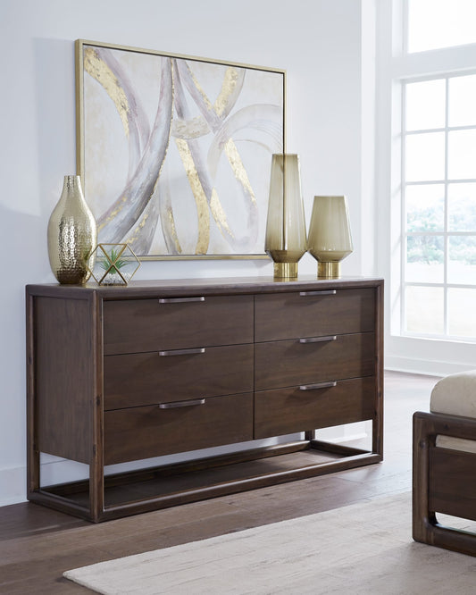 Sol Six Drawer Acacia Wood Dresser in Brown Spice