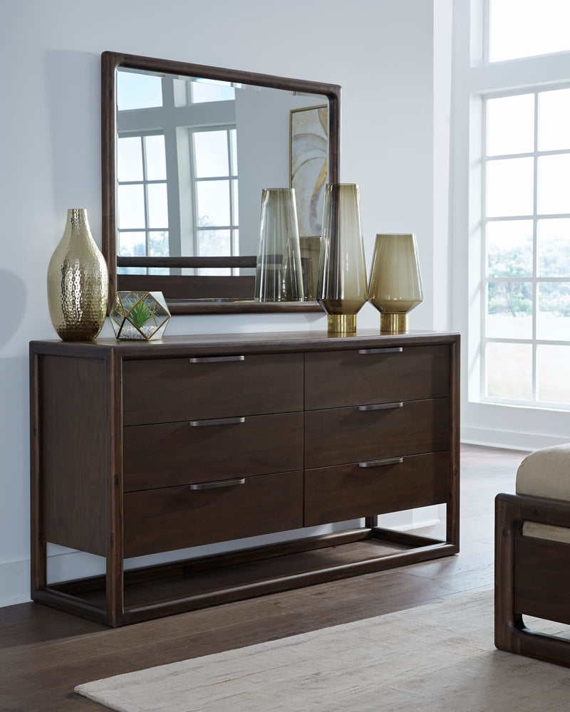 Sol Six Drawer Acacia Wood Dresser in Brown Spice