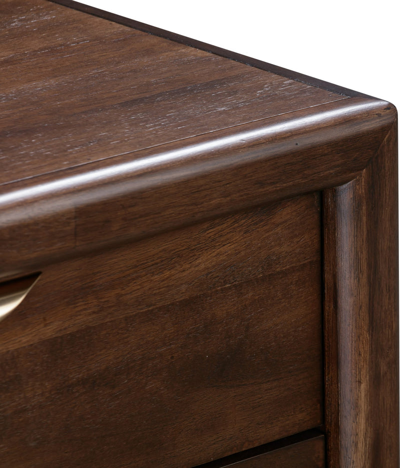 Sol Two Drawer USB-Charging Nightstand in Brown Spice