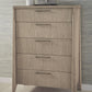 Sumire Five Drawer Ash Wood Chest in Ginger