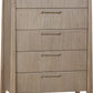 Sumire Five Drawer Ash Wood Chest in Ginger