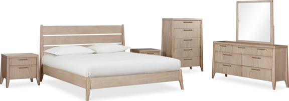 Sumire Five Drawer Ash Wood Chest in Ginger
