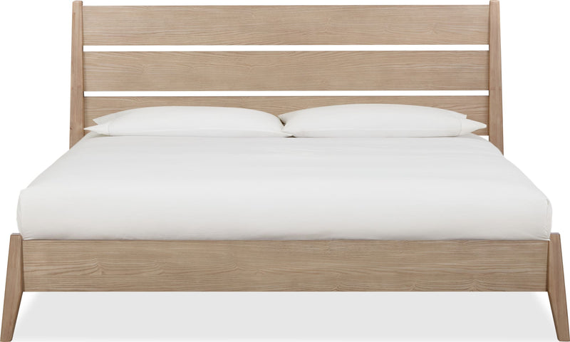Sumire California King-size Slatted Ash Wood Platform Bed in Ginger