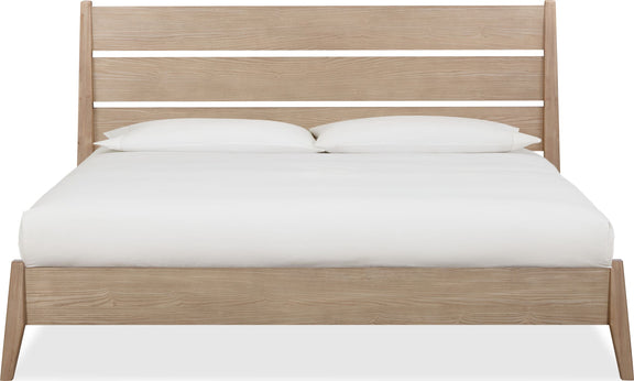 Sumire King-size Slatted Ash Wood Platform Bed in Ginger