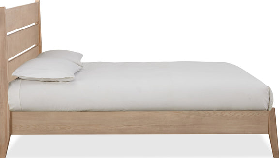 Sumire Queen-size Slatted Ash Wood Platform Bed in Ginger