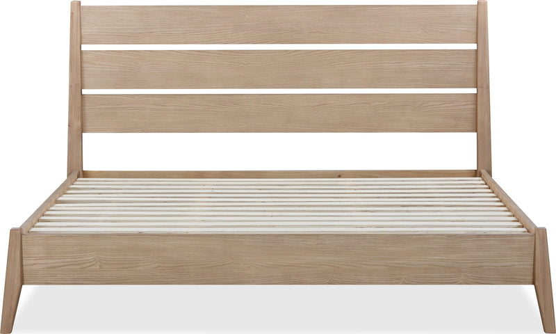 Sumire California King-size Slatted Ash Wood Platform Bed in Ginger