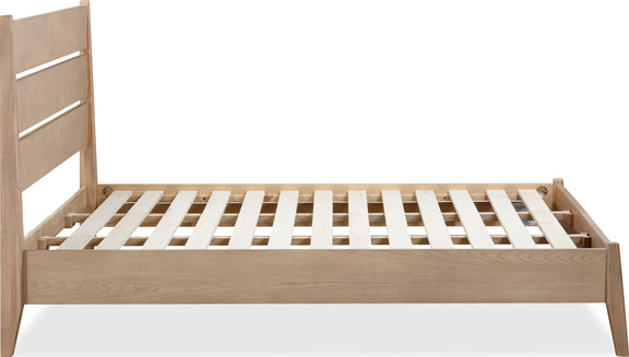Sumire Queen-size Slatted Ash Wood Platform Bed in Ginger