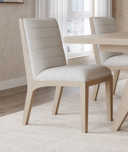 Sumire Solid Wood Dining Chair in Ginger and Natural Linen