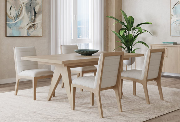 Sumire Solid Wood Dining Chair in Ginger and Natural Linen