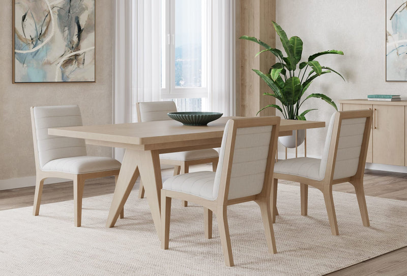 Sumire Solid Wood Dining Chair in Ginger and Natural Linen
