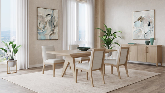Sumire Solid Wood Dining Chair in Ginger and Natural Linen