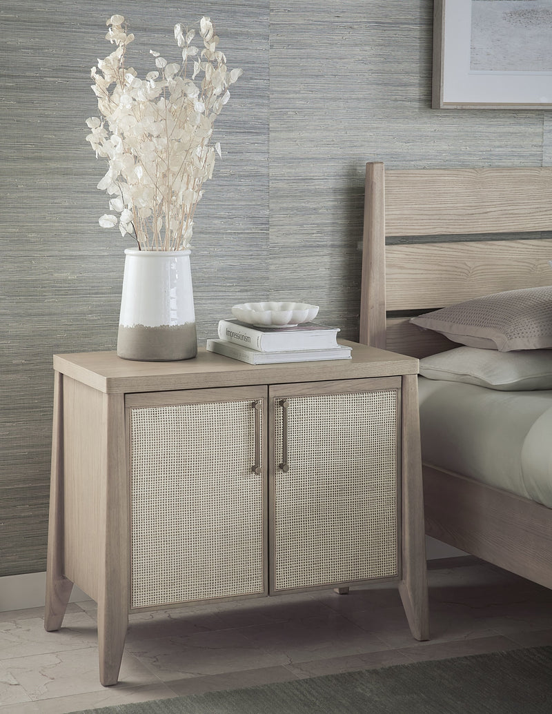 Sumire Two Door Ash Wood Bachelor Chest in Ginger and Natural Cane