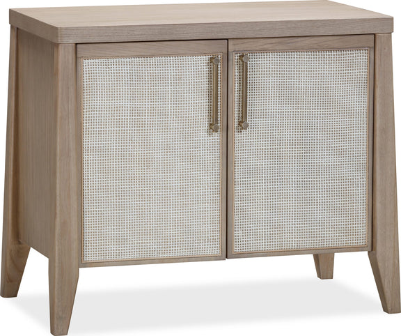 Sumire Two Door Ash Wood Bachelor Chest in Ginger and Natural Cane