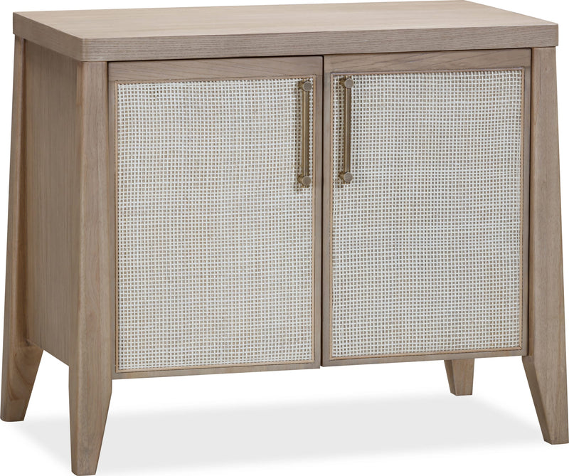 Sumire Two Door Ash Wood Bachelor Chest in Ginger and Natural Cane