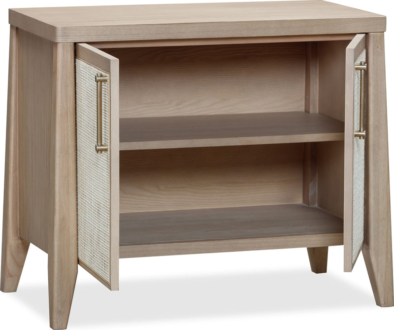 Sumire Two Door Ash Wood Bachelor Chest in Ginger and Natural Cane