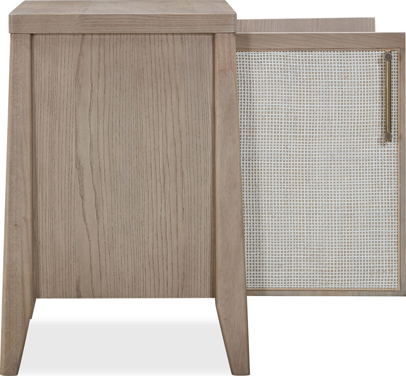 Sumire Two Door Ash Wood Bachelor Chest in Ginger and Natural Cane