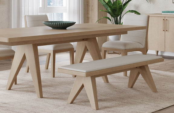 Sumire Upholstered Bench in Ginger and Natural Linen