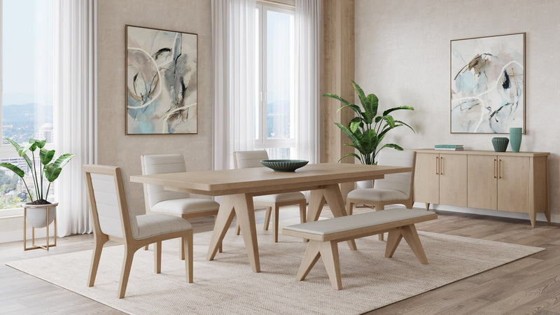 Sumire Upholstered Bench in Ginger and Natural Linen