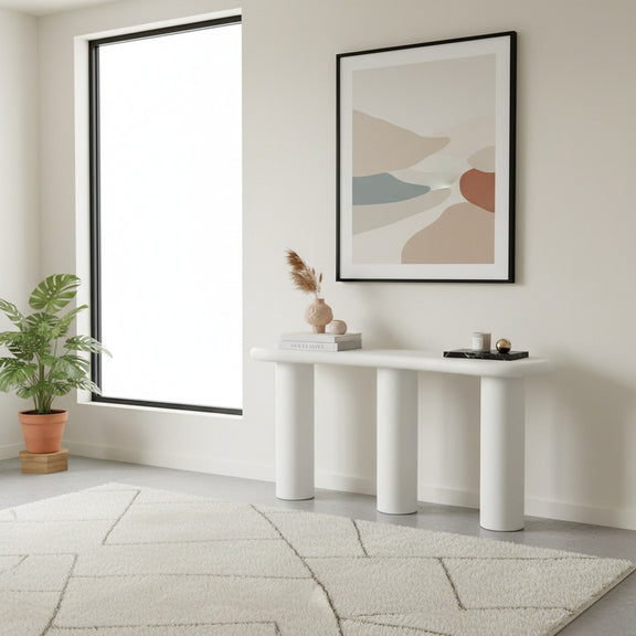 Sven Wooden Console Table in Rice