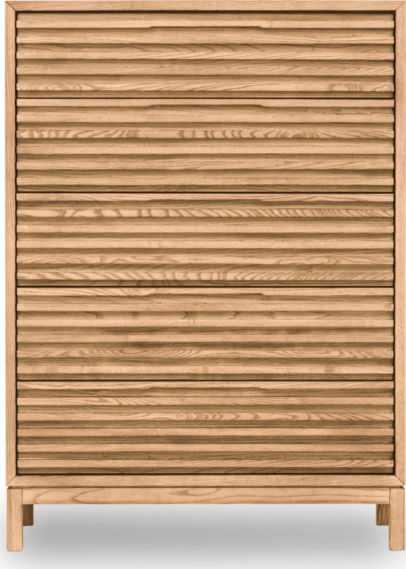 Tanner Five Drawer Ash Wood Chest in Flaxen