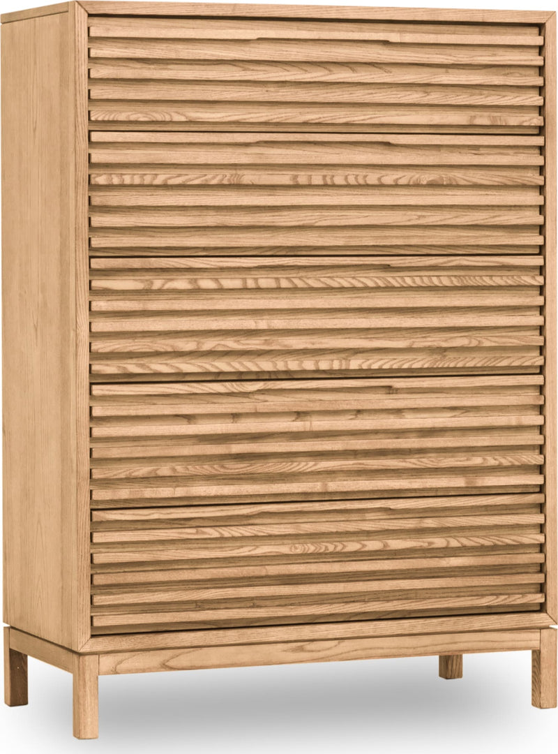 Tanner Five Drawer Ash Wood Chest in Flaxen
