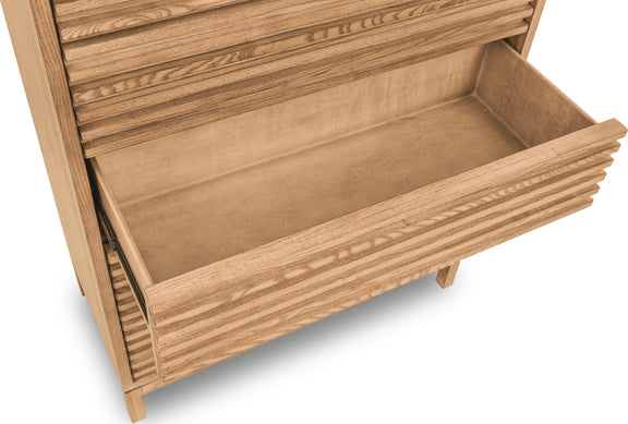 Tanner Five Drawer Ash Wood Chest in Flaxen