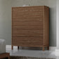 Tanner Five Drawer Ash Wood Chest in Roux