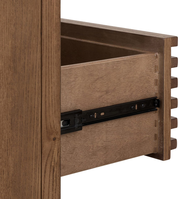 Tanner Five Drawer Ash Wood Chest in Roux