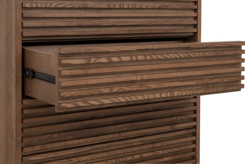 Tanner Five Drawer Ash Wood Chest in Roux