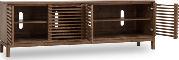 Tanner Four Door Solid Ash Media Console in Roux