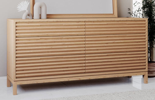 Tanner Six Drawer Ash Wood Dresser in Flaxen