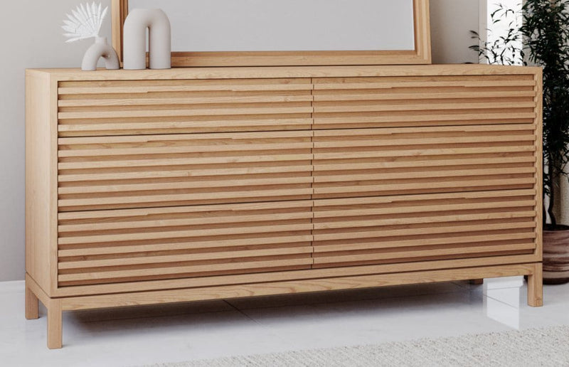 Tanner Six Drawer Ash Wood Dresser in Flaxen