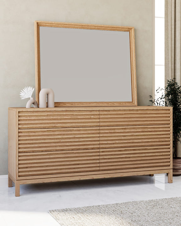 Tanner Six Drawer Ash Wood Dresser in Flaxen