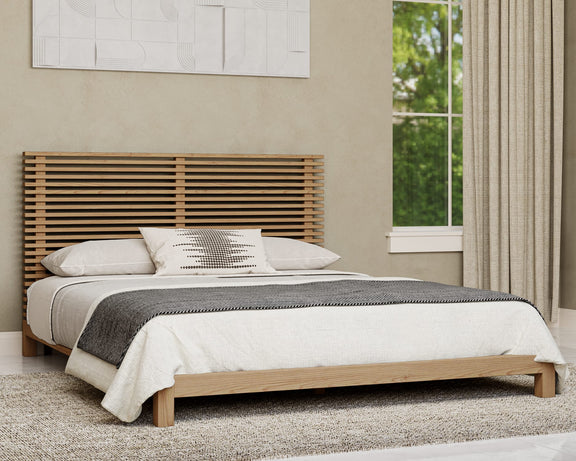Tanner King-size Solid Ash Platform Bed in Flaxen