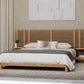 Tanner King-size Solid Ash Wall Bed with Integrated Nightstands in Flaxen