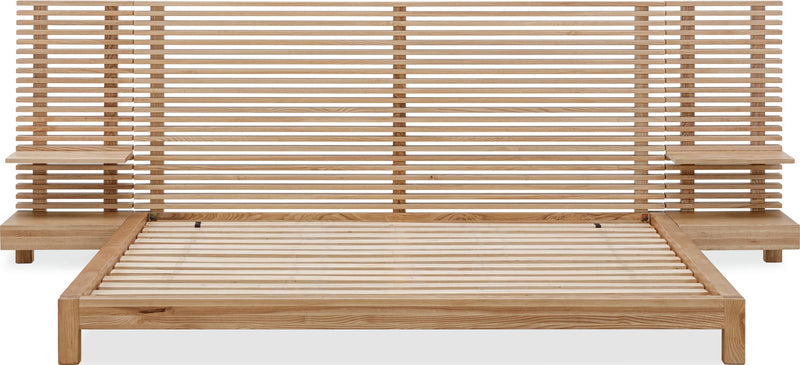 Tanner Full-size Solid Ash Wall Bed with Integrated Nightstands in Flaxen