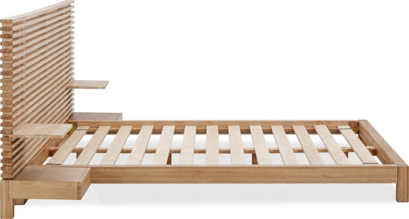 Tanner King-size Solid Ash Wall Bed with Integrated Nightstands in Flaxen