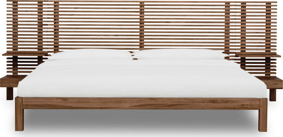 Tanner Queen-size Solid Ash Wall Bed with Integrated Nightstands in Roux