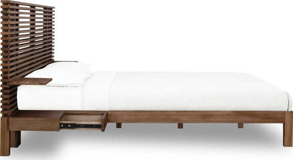 Tanner California King-size Solid Ash Wall Bed with Integrated Nightstands in Roux