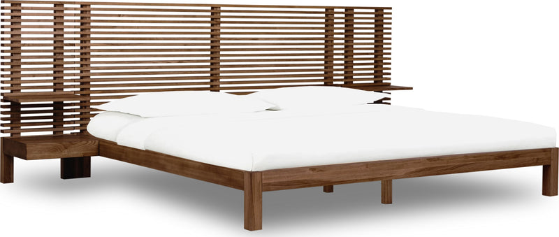 Tanner Queen-size Solid Ash Wall Bed with Integrated Nightstands in Roux