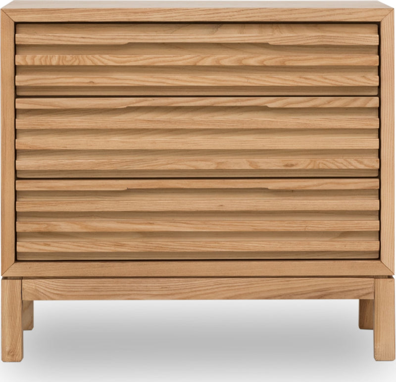 Tanner Three Drawer Ash Wood Nightstand in Flaxen