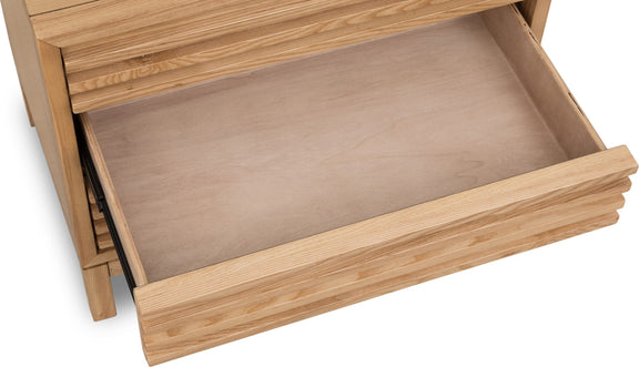 Tanner Three Drawer Ash Wood Nightstand in Flaxen