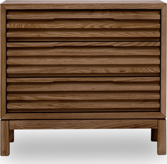 Tanner Three Drawer Ash Wood Nightstand in Roux