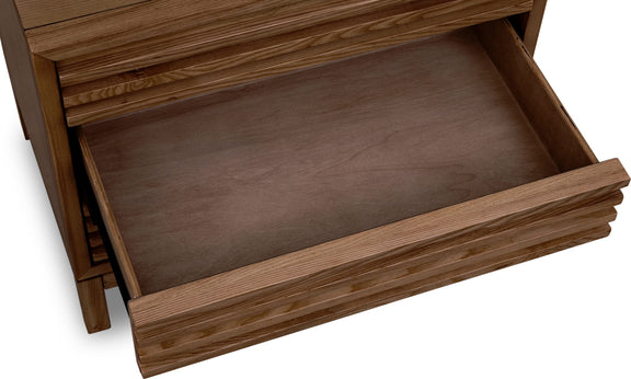 Tanner Three Drawer Ash Wood Nightstand in Roux