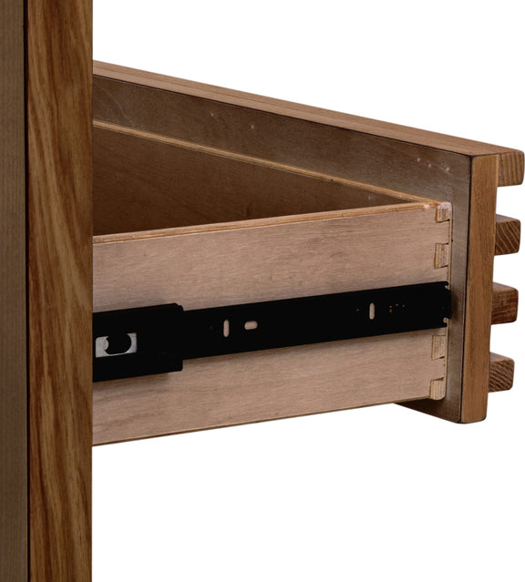 Tanner Three Drawer Ash Wood Nightstand in Roux