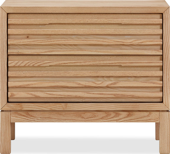 Tanner Two Drawer Ash Wood Nightstand in Flaxen