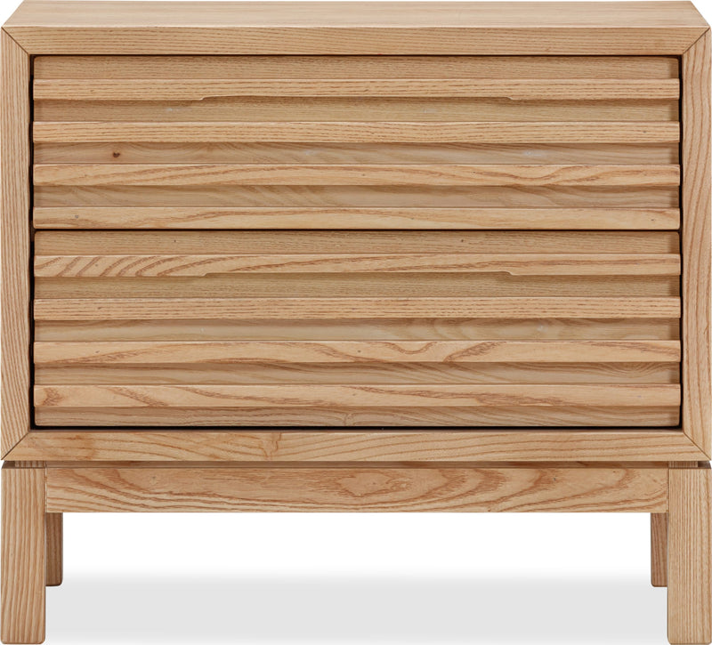 Tanner Two Drawer Ash Wood Nightstand in Flaxen